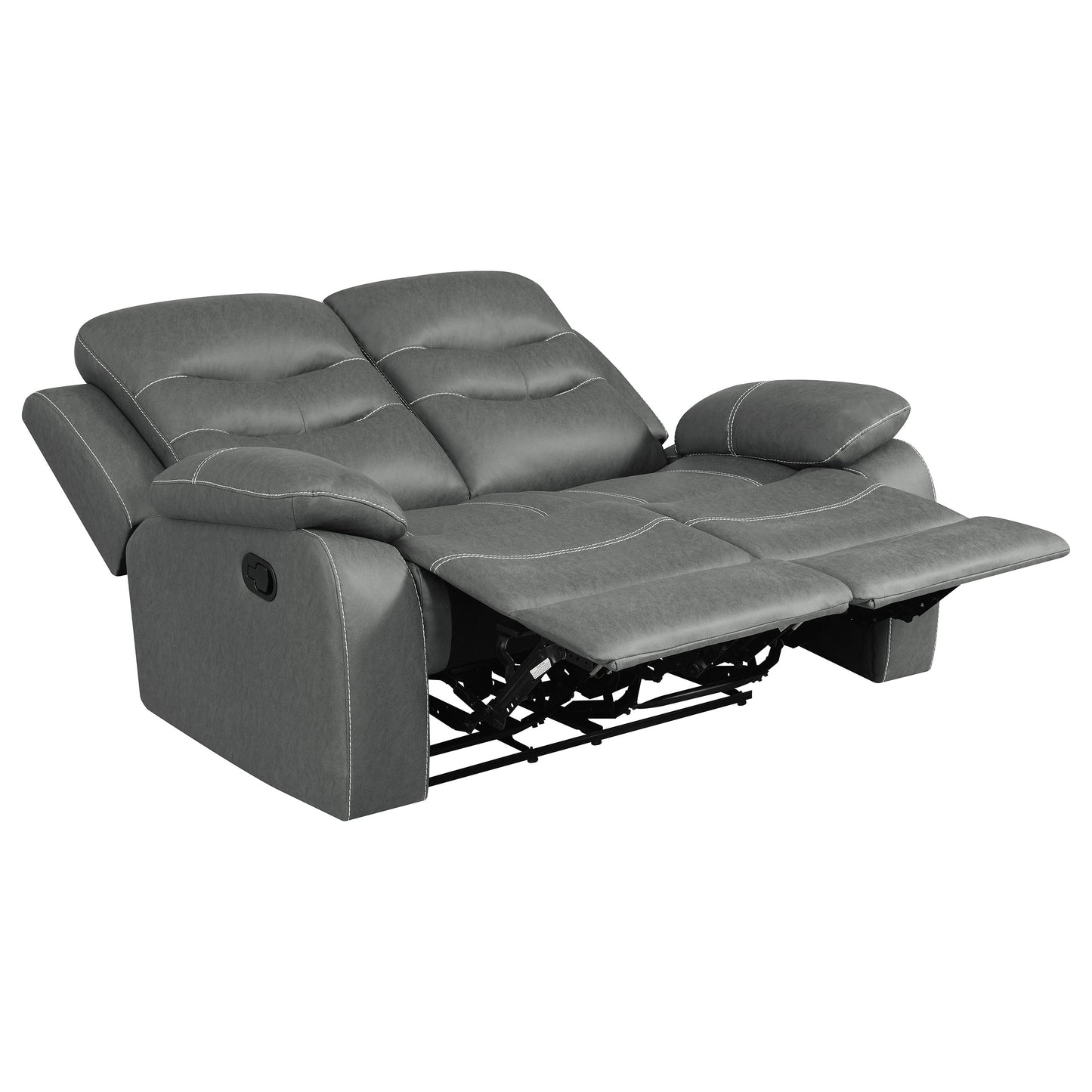 Nova Upholstered Padded Arm Reclining Loveseat Dark Grey