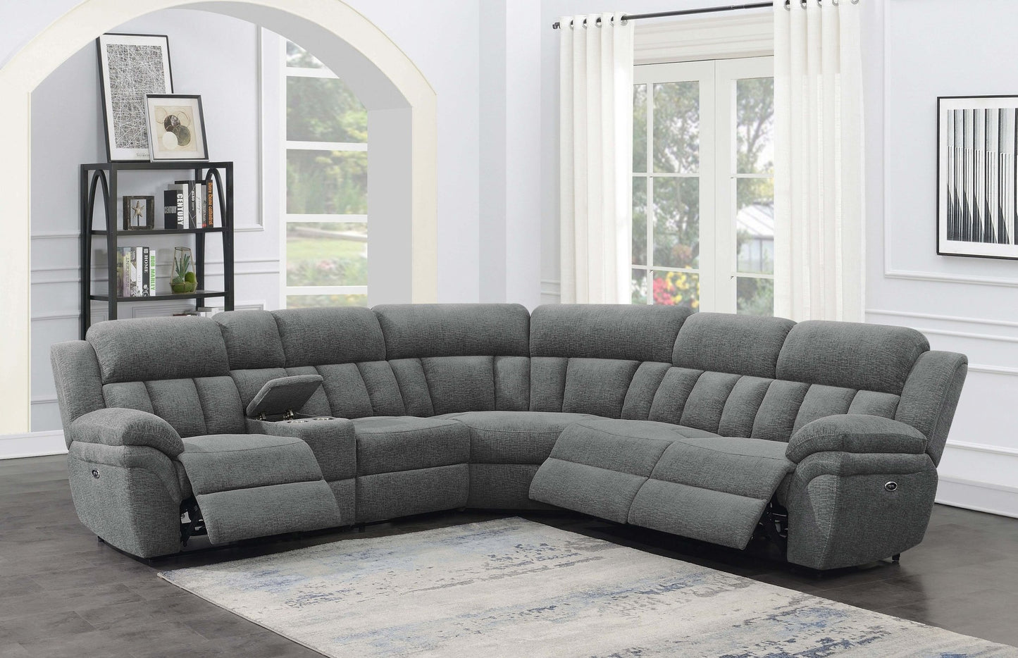 Bahrain 6 - piece Modular Power Reclining Sectional Charcoal - Sonoma Home Furniture