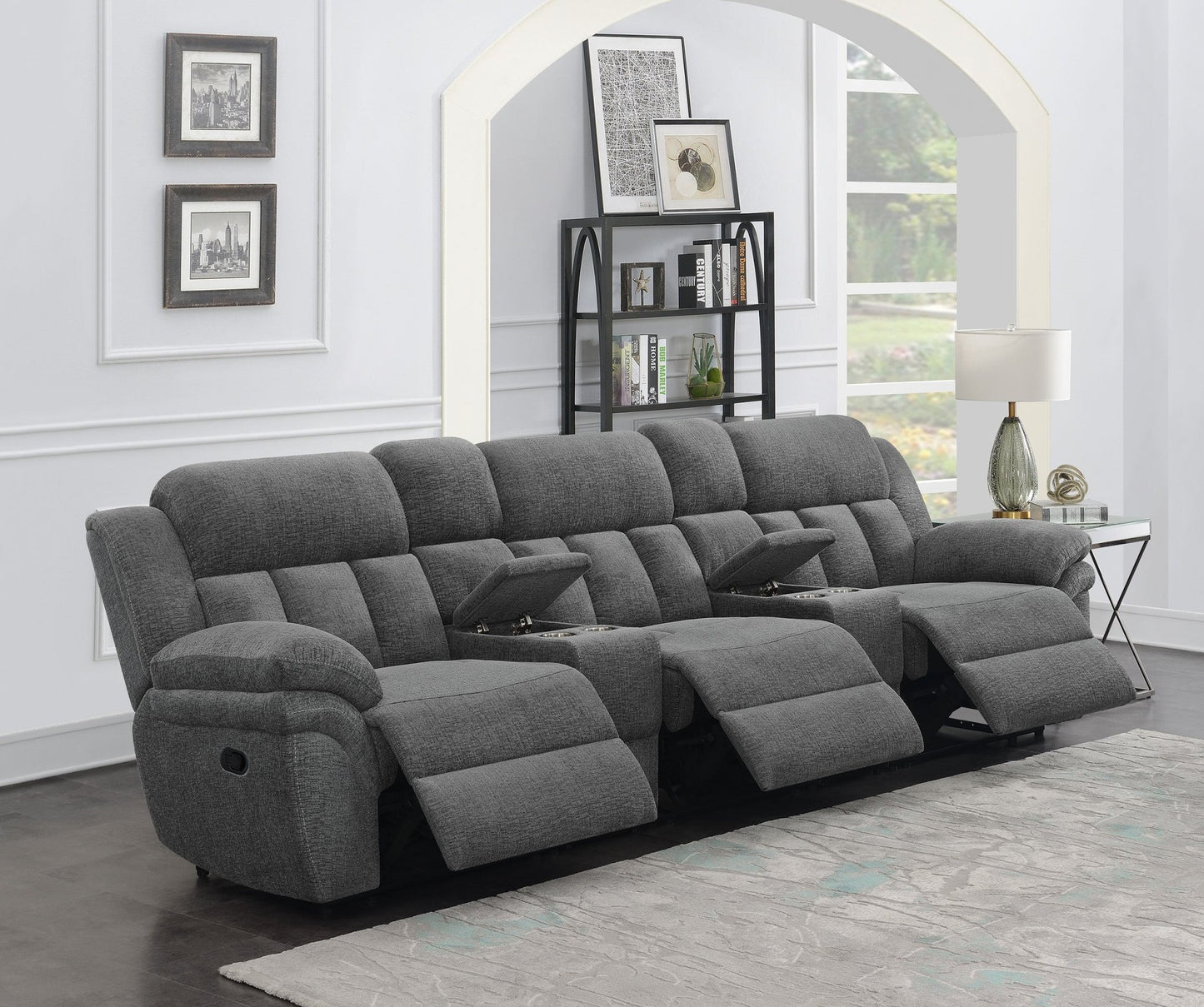 Bahrain 5 - piece Upholstered Home Theater Seating Charcoal - Sonoma Home Furniture