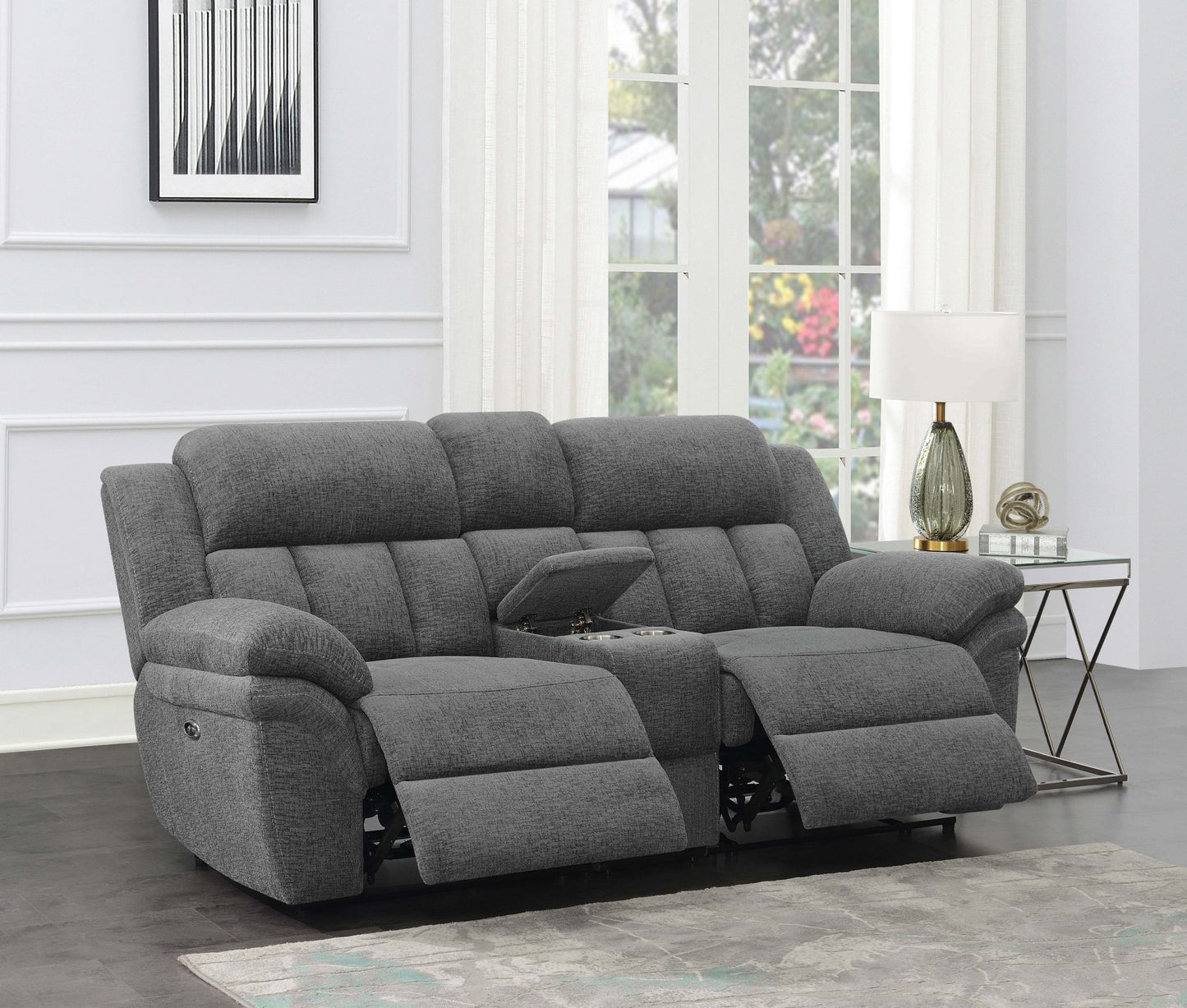 Bahrain Upholstered Power Loveseat Charcoal - Sonoma Home Furniture