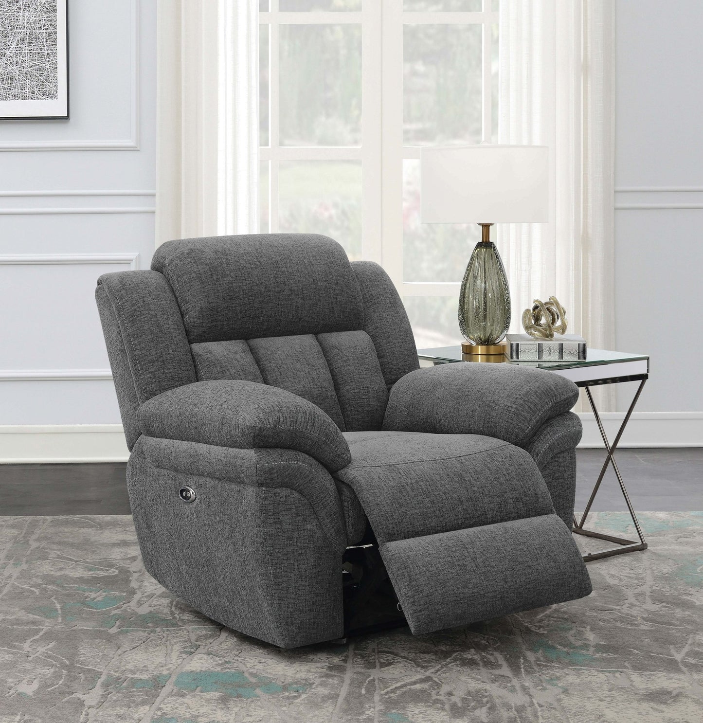 Bahrain Upholstered Power Glider Recliner Charcoal - Sonoma Home Furniture