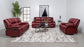 Camila Upholstered Motion Reclining Sofa Red