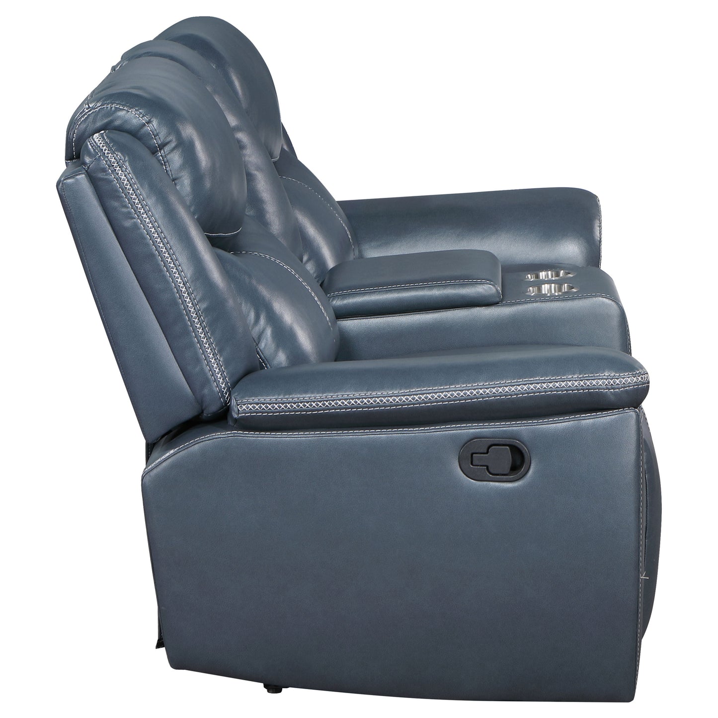 Sloane Upholstered Padded Arm Reclining Loveseat Blue