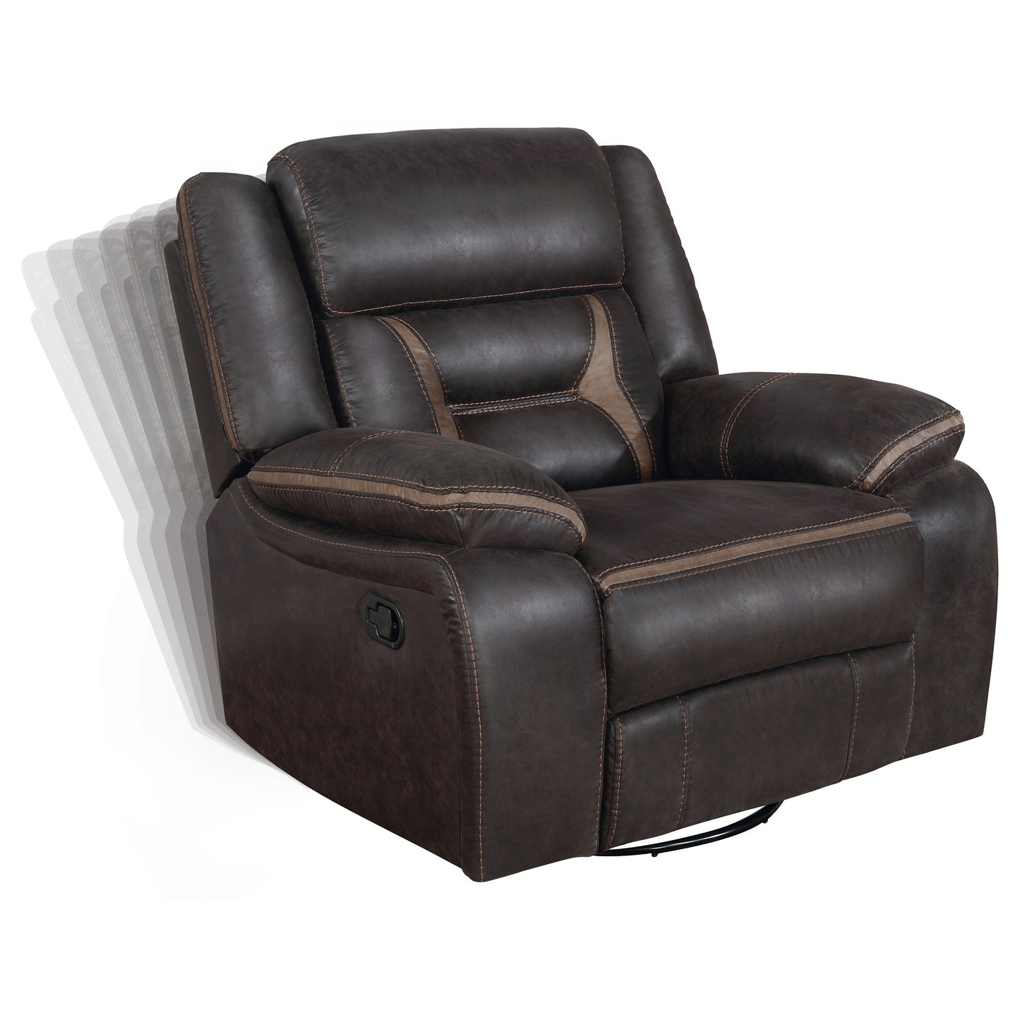 Greer Upholstered Swivel Glider Recliner Chair Brown