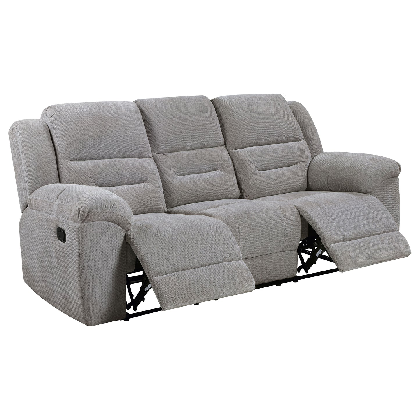 Gilson 3-piece Chenille Upholstered Reclining Sofa Set Grey